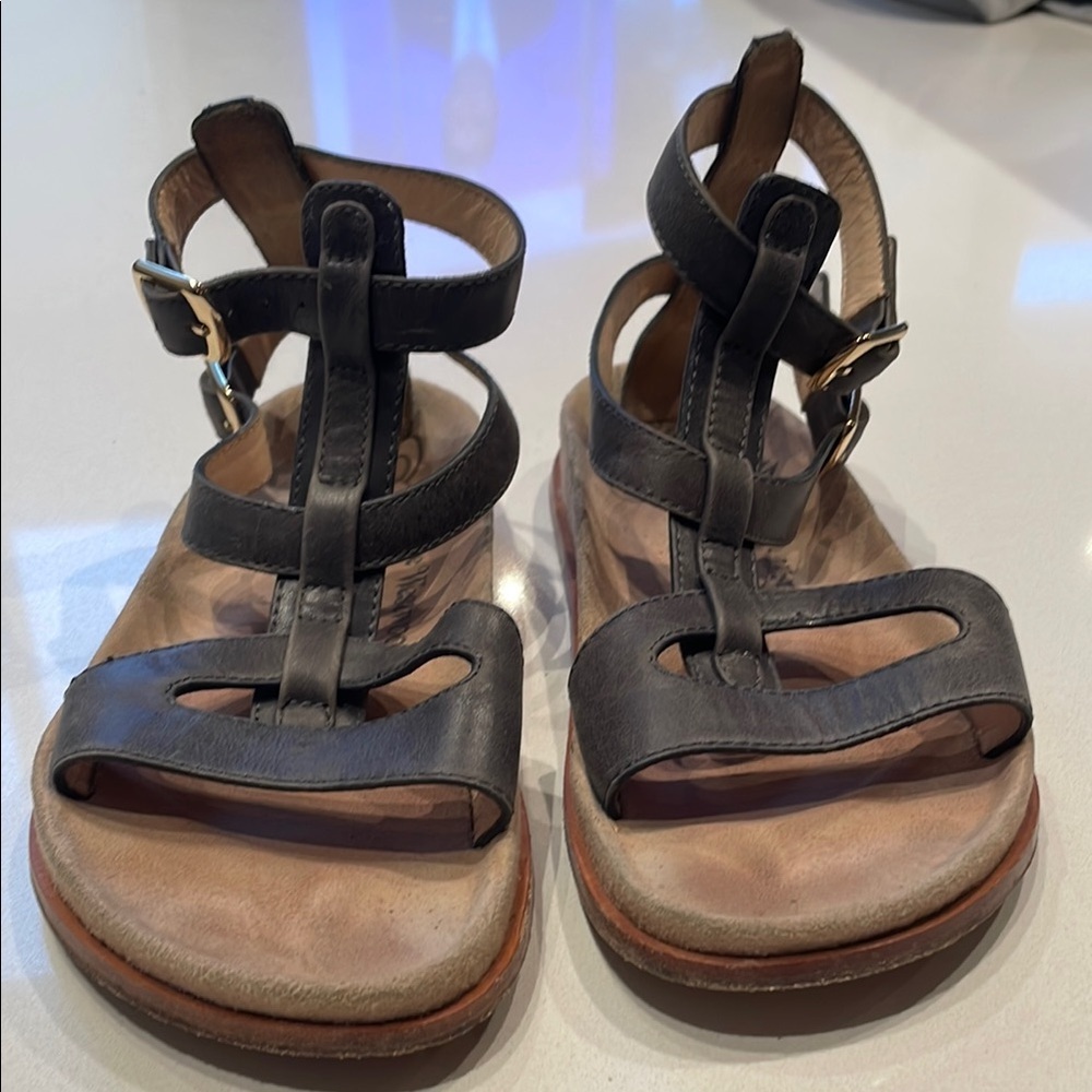Vivienne Westwood Leather Gladiator Sandals, Charcoal. Size 8.5 - Picture 2 of 11
